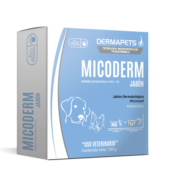 Micoderm Jabón 100 g – Antimicótico y antibacteriano para piel de mascotas