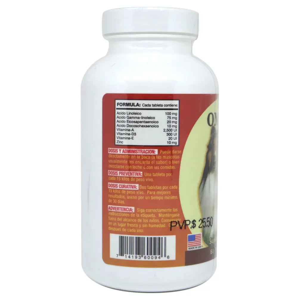 Omega Vet 60 Tabletas – Suplemento dermatológico con ácidos grasos esenciales