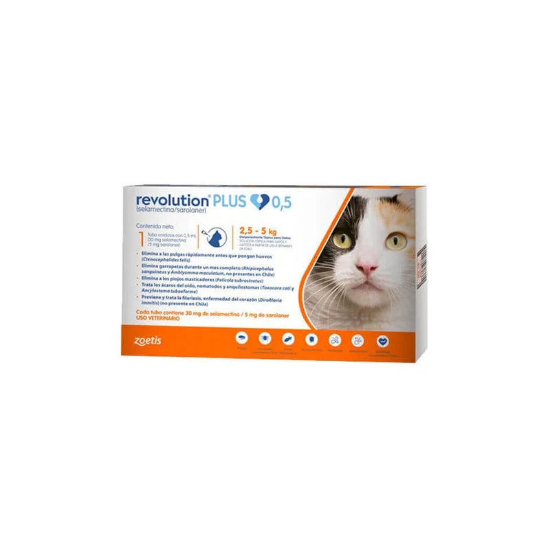 Revolution Plus 2.5 – 5 kg – Antiparasitario externo e interno para gatos