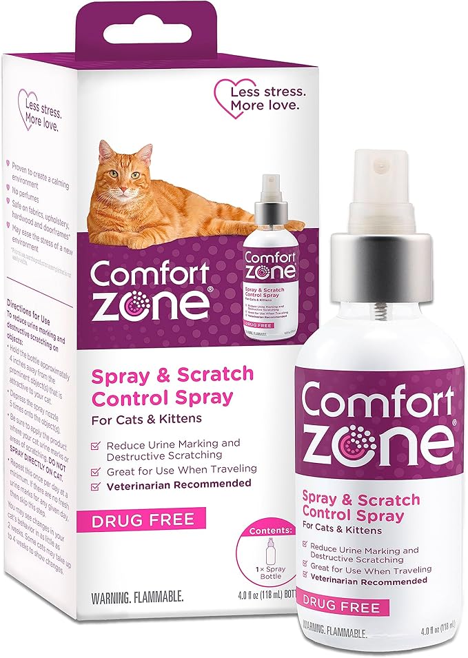 Comfort Zone Spray & Scratch Control Cat 4 oz – Control de estrés y marcaje