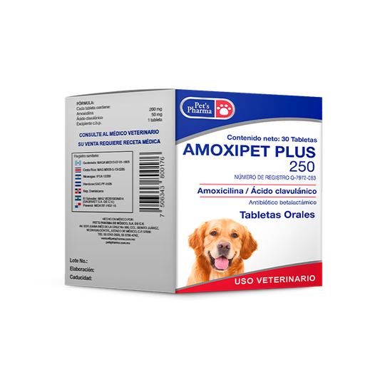 Amoxipet Plus 250 mg – 30 tabletas