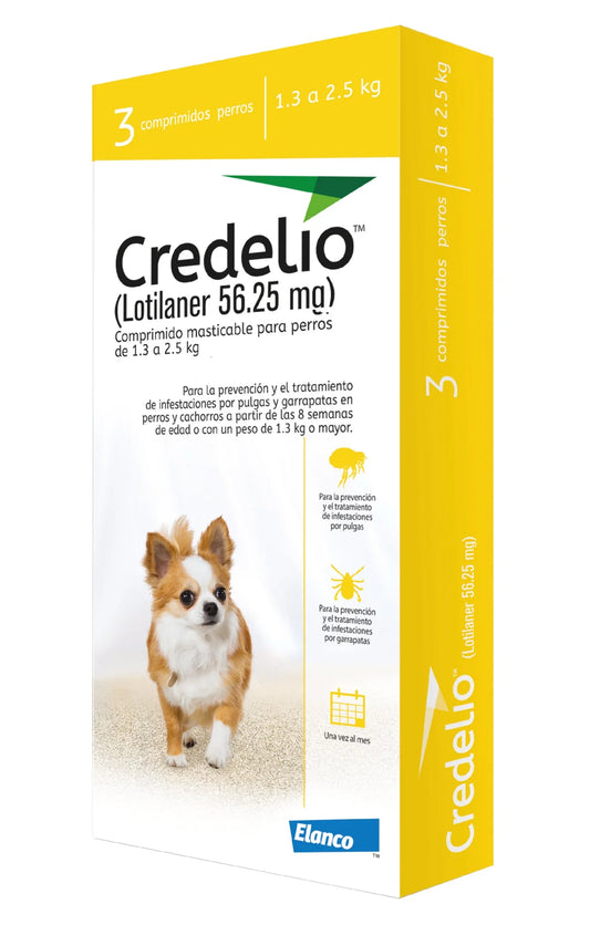 Credelio 56.25 mg – Antipulgas y Garrapatas para Perros de 1.3 a 2.5 kg