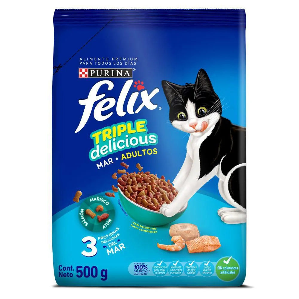 Felix Gato Triple Deli Mar 500 g – Alimento seco con sabores del mar