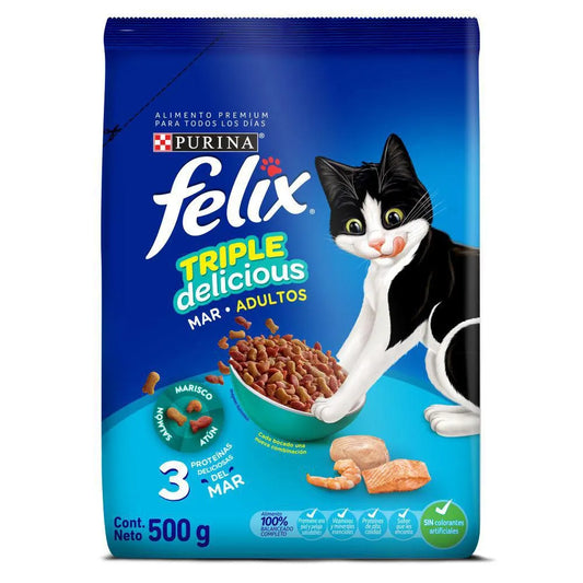 Felix Gato Triple Deli Mar 500 g – Alimento seco con sabores del mar