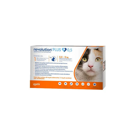 Revolution Plus 2.5 – 5 kg – Antiparasitario externo e interno para gatos