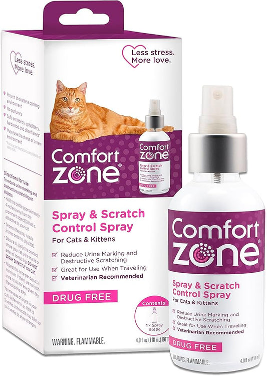 Comfort Zone Spray & Scratch Control Cat 4 oz – Control de estrés y marcaje