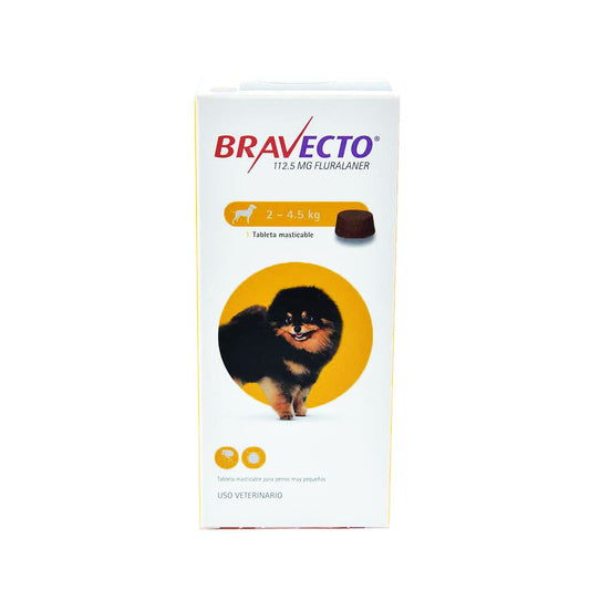 Bravecto® 112.5 mg (2–4.5 kg) – Tableta masticable antipulgas y antigarrapatas